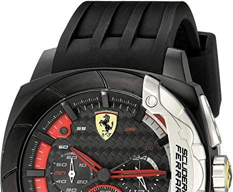 New Luxury Watches for Men in 2020 : Ferrari Men’s 830205 Aerodinamico Black Watch with Textured Silicone Band