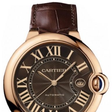 New Luxury Watches for Men in 2020 : W6920037 Cartier Ballon Bleu Chocolate Dial 18K Rose Gold Case Leather Strap Automatic Watch