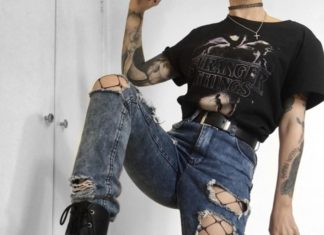 Grunge Outfits : Ana on Instagram: “Shirt 1 or 2? Stranger things merch: *exists* Me: 💸💸💸💸 . . . #grunge #softgrunge #grungeaesthetic #90sfashion #alternative #style…”