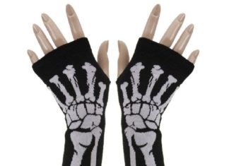 Grunge Outfits : Skeleton Long Arm Warmer Fingerless Gloves