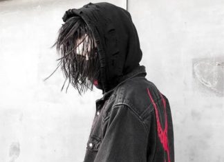 Grunge Outfits : Gothic Harajuku Horns Skull Print Denim Jacket