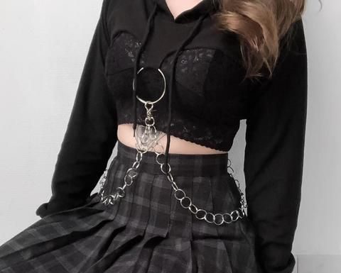 Grunge Outfits : Gothic Lace Temptation Half Cup Lingerie Set