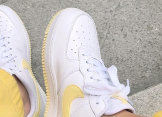 nike air force 1 07 womens : Yellow lemon and white Nike Air Force 1 ’07 LV8 sneakers.