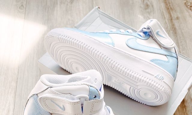 nike air force high tops : Baby blue air force 1 mid / 5- 8.5 in us size available/ | THE CUSTOM MOVEMENT