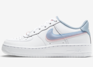 nike air force 1 lv8 : Cheap Nike Air Force 1 LV8 Double Swoosh White Armory Blue Pink CW1574-100