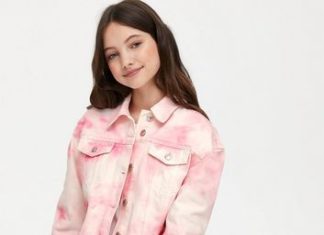 planet fitness dress code : Girls Pink Tie Dye Frayed Denim Jacket New Look