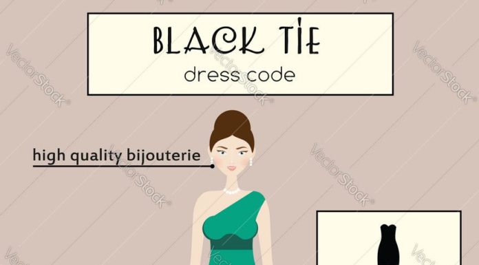 black tie dress code : Woman dress code infographic Black tie vector image on VectorStock