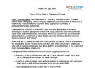 business casual dress code policy : Sample Business Casual Dress Code Policy | LoveToKnow