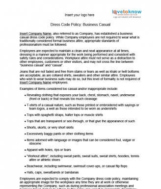 business casual dress code policy : Sample Business Casual Dress Code Policy | LoveToKnow