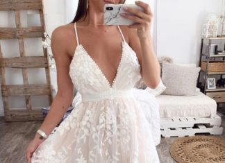 cocktail dress code : Robe Blanche Courte Décolletée | Soirée Blanche