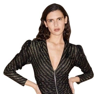 dress code definitions : Maje | Black Ralone Polka Dot Mesh Mini 80S Night Out Dress Size 8 (M)