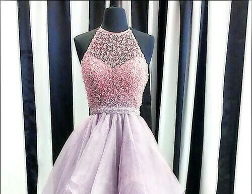 dress up time princess codes : Jewel Asymmetrical Halter Prom Dress, BW94152