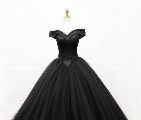 dress up time princess codes : Sweetheart Black Tulle Strapless Dress Off Shoulder Long Prom Gown