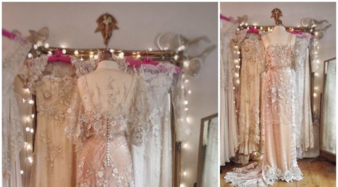 flemings dress code : Silk Velvet Wedding Dress in a Belle Epoque Inspired Style