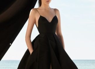 formal dress code : Black Prom Dress With Slit ,Floor Length Formal Evening Dress