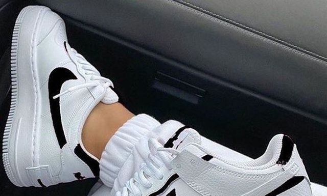 nike air force 1 black : Nike Air Force 1 Black X White Customized