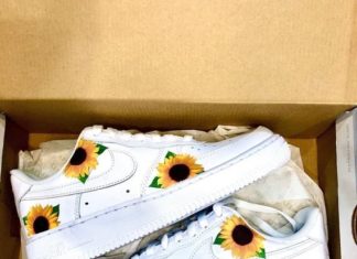nike air force 1 high top : Yellow Sunflower 3M Heat Transfer DECAL ONLY Stickers – sunflower Nike Air Force 1 custom heat trans