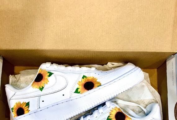 nike air force 1 high top : Yellow Sunflower 3M Heat Transfer DECAL ONLY Stickers – sunflower Nike Air Force 1 custom heat trans