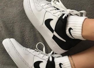 nike air force 1 black : Nike Air Force 1 Black White Sneakers Unisex Casual Shoes