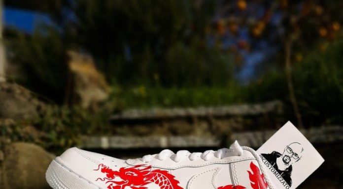 nike air force 1 red : Custom sneakers Nike Air Force 1 ‘Red dragon Ñ… The Great Wave off Kanagawa’