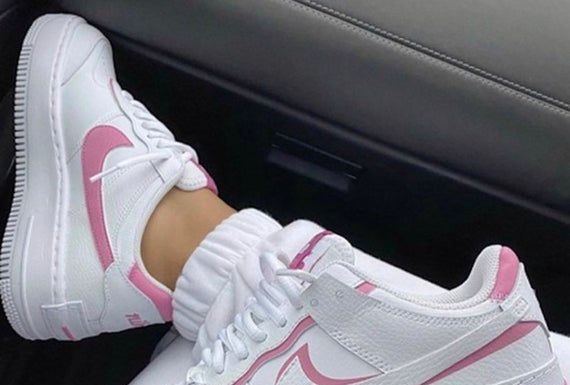 nike air : Pink Air Force 1 shadow customs | Etsy