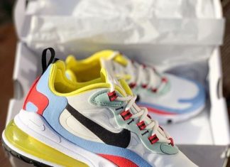 nike air max 270 shoes : Nike Air Max 270 blue, red and yellow sneakers.