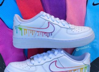 nike air max shoes : Nike air force 1 – custom sneakers – hand painted – rainbow custom drip – customized shoes