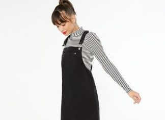 planet fitness dress code : Black Denim Pocket Front Pinafore Dress New Look