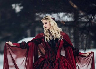 red dress coupon code : Gothic Winter Wedding Sleeping Beauty Red and Black Sparkle Fantasy Set with Cape Custom XS – 2X