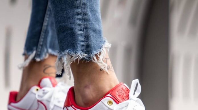 red nike air max : Nike Air Force 1 ’07 LX White/University Red sneakers.