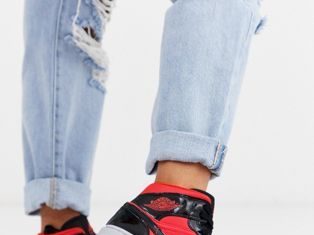 red nike air max : Nike Air Jordan 1 mid red and black sneakers | ASOS