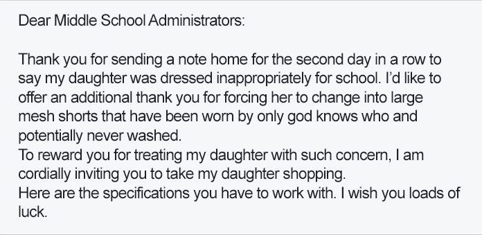 school dress code : Mom Invites Principal To Go Shopping After Her Daughter Violates School’s Ridiculous Dress Code