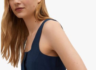 smart casual dress code women : Mango Belt Strap Dress, Navy