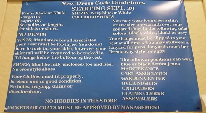 walmart employee dress code : Walmart Made This Sign