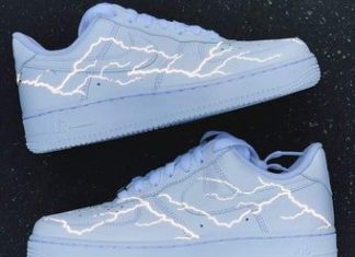 nike air force 1 mens : Flammes réfléchissantes Nike Air Force 1 (fr) Custom Air Force 1s One (fr) 3m Reflective Fire Sneaker – France Personnalisé AF1 Chaussures réfléchissantes
