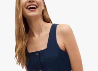 smart casual dress code : Mango Belt Strap Dress, Navy