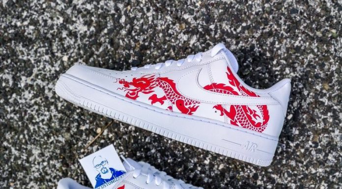 nike air force 1 red : Custom sneakers Nike Air Force 1 ‘Red dragon’