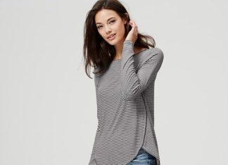 costco dress code : Striped Seamed Shirttail Tee | LOFT