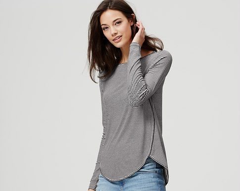costco dress code : Striped Seamed Shirttail Tee | LOFT