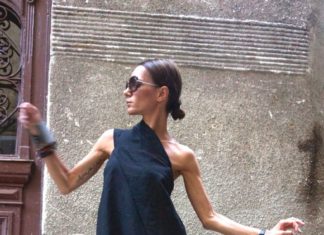 dress code policy : Maxi Dress, Black Kaftan Linen Dress, One Shoulder Dress, Extravagant Long Dress, Party Dress, Cold Shoulder Maxi Dress by AAKASHA A03144