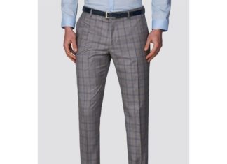 formal dress code : Red Herring Grey Branded Grey & Blue Checked Skinny Fit Suit Trousers In 40r