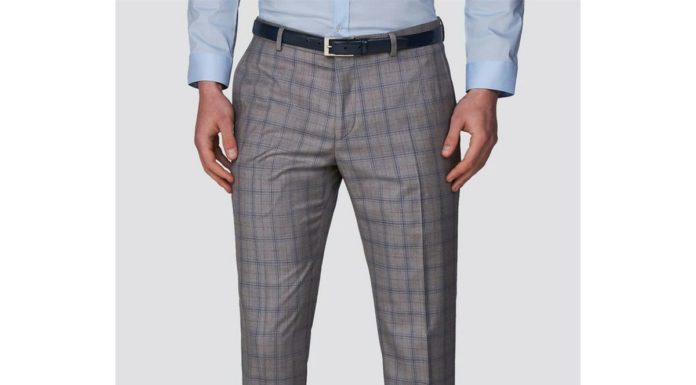 formal dress code : Red Herring Grey Branded Grey & Blue Checked Skinny Fit Suit Trousers In 40r