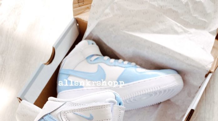 nike air : Baby blue nike air force 1 mid custom