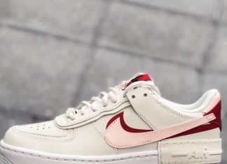 nike air force 1 shadow : Nike Air Force 1 white, red and pink Shadow Pack sneakers.