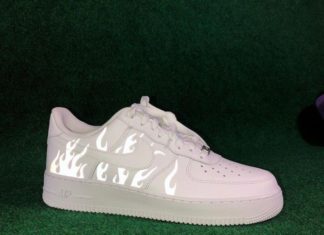 nike air force 1 mens : Flammes réfléchissantes Nike Air Force 1 (fr) Custom Air Force 1s One (fr) 3m Reflective Fire Sneaker – France Personnalisé AF1 Chaussures réfléchissantes