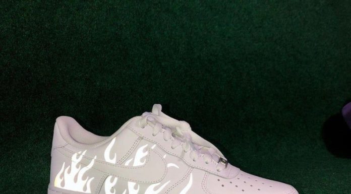 nike air force 1 mens : Flammes réfléchissantes Nike Air Force 1 (fr) Custom Air Force 1s One (fr) 3m Reflective Fire Sneaker – France Personnalisé AF1 Chaussures réfléchissantes
