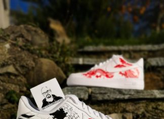 nike air force 1 red : Custom sneakers Nike Air Force 1 ‘Red dragon х The Great Wave off Kanagawa’