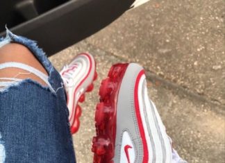nike air vapormax : Nike Air VaporMax 97 Atmosphere Grey University Red (GS)
