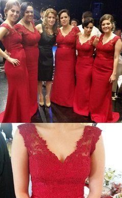 red dress discount code : Red Bridesmaid Dresses Robe De Demoiselle D’Honneur Rouge Lace Mermaid Bridesmaid Dress Fs023