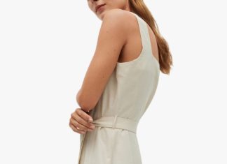 smart casual dress code : Mango Belt Strap Dress, Light Beige